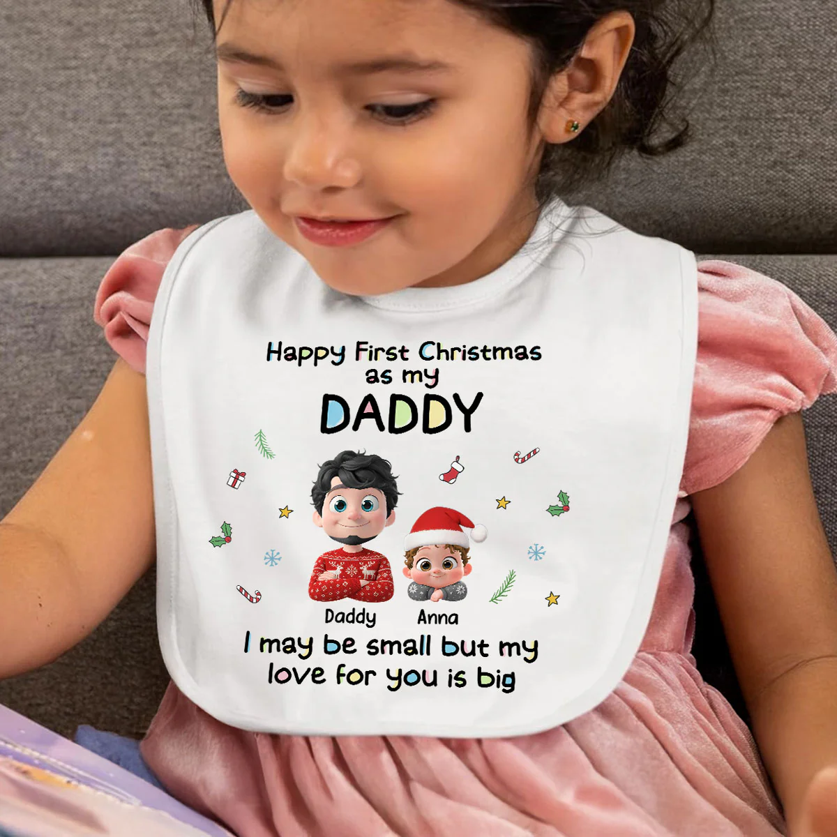 First Christmas Day With Baby - Personalized Custom Baby Bib - Image 5