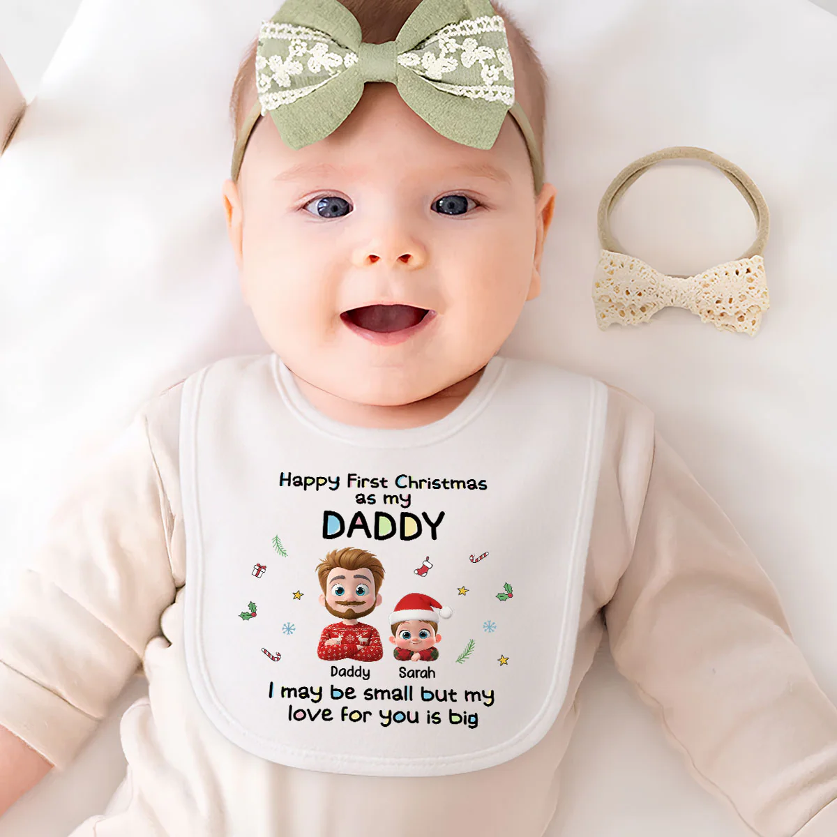 First Christmas Day With Baby - Personalized Custom Baby Bib - Image 6