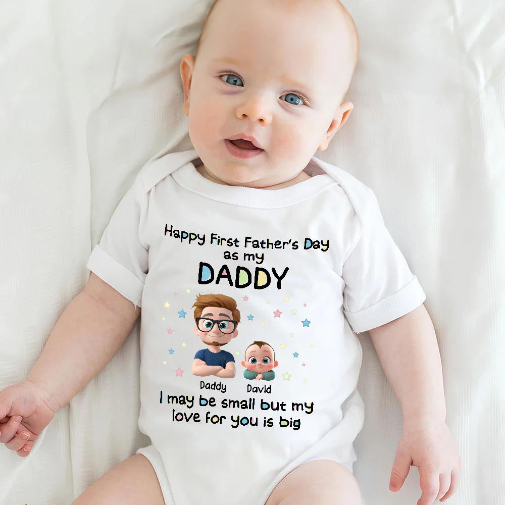 First Father Day With Baby - Personalized Custom Baby Onesie - Image 4