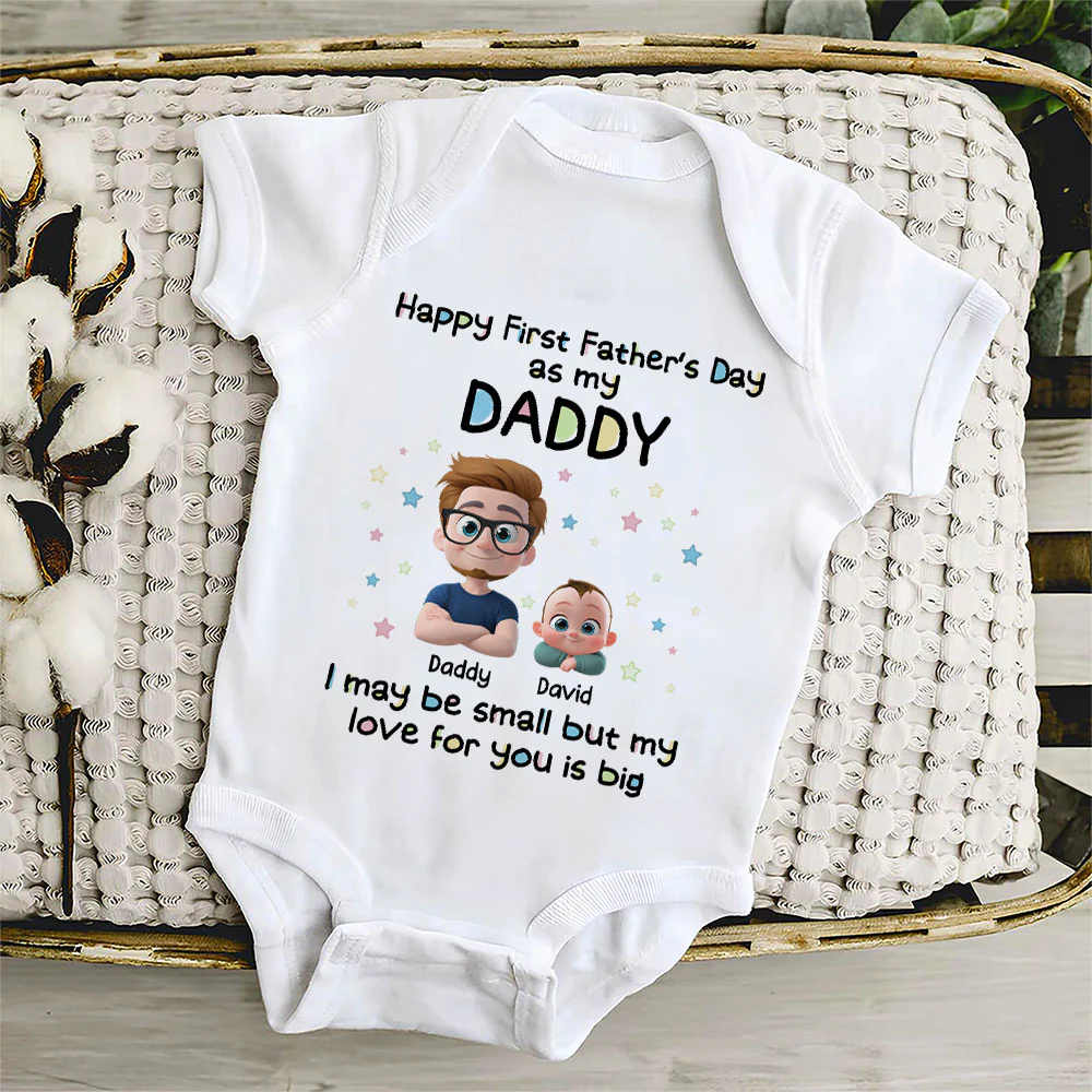 First Father Day With Baby - Personalized Custom Baby Onesie - Image 5