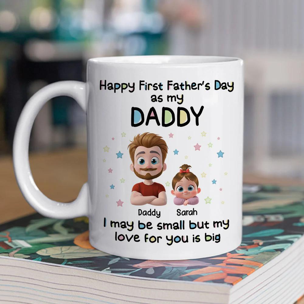 First Father Day With Baby - Personalized Custom Coffee Mug - Image 2