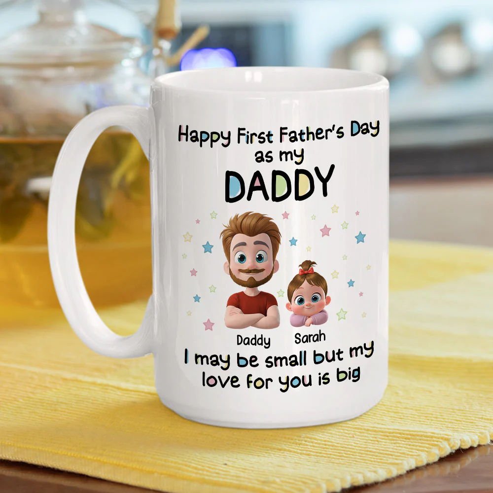 First Father Day With Baby - Personalized Custom Coffee Mug - Image 4