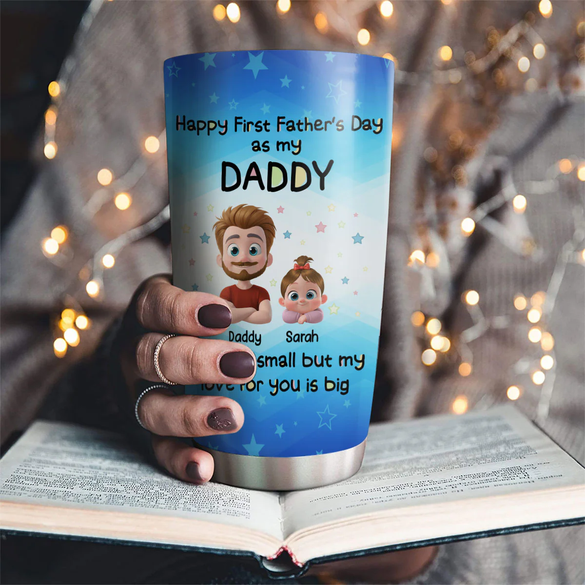 First Father Day With Baby - Personalized Custom Tumbler - Image 2