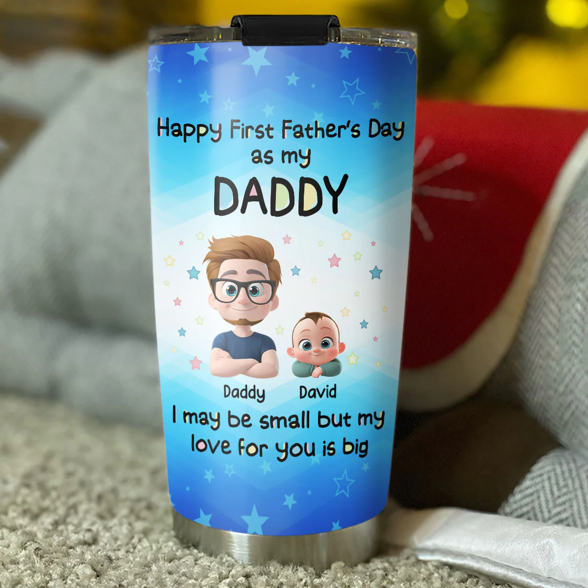 First Father Day With Baby - Personalized Custom Tumbler - Image 4