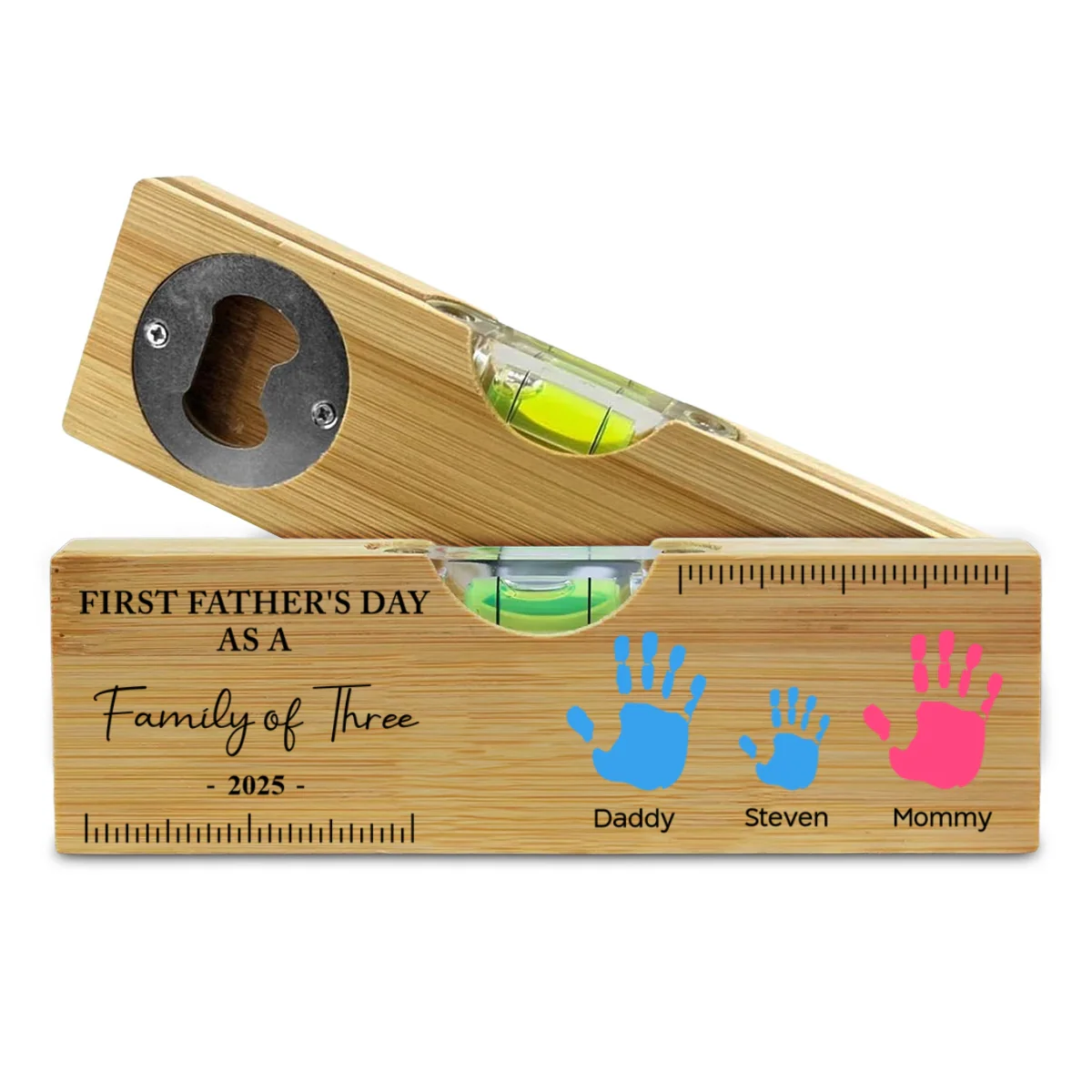 First Fathers Day - Personalized Custom Wooden Spirit Level Bottle Opener - Image 7