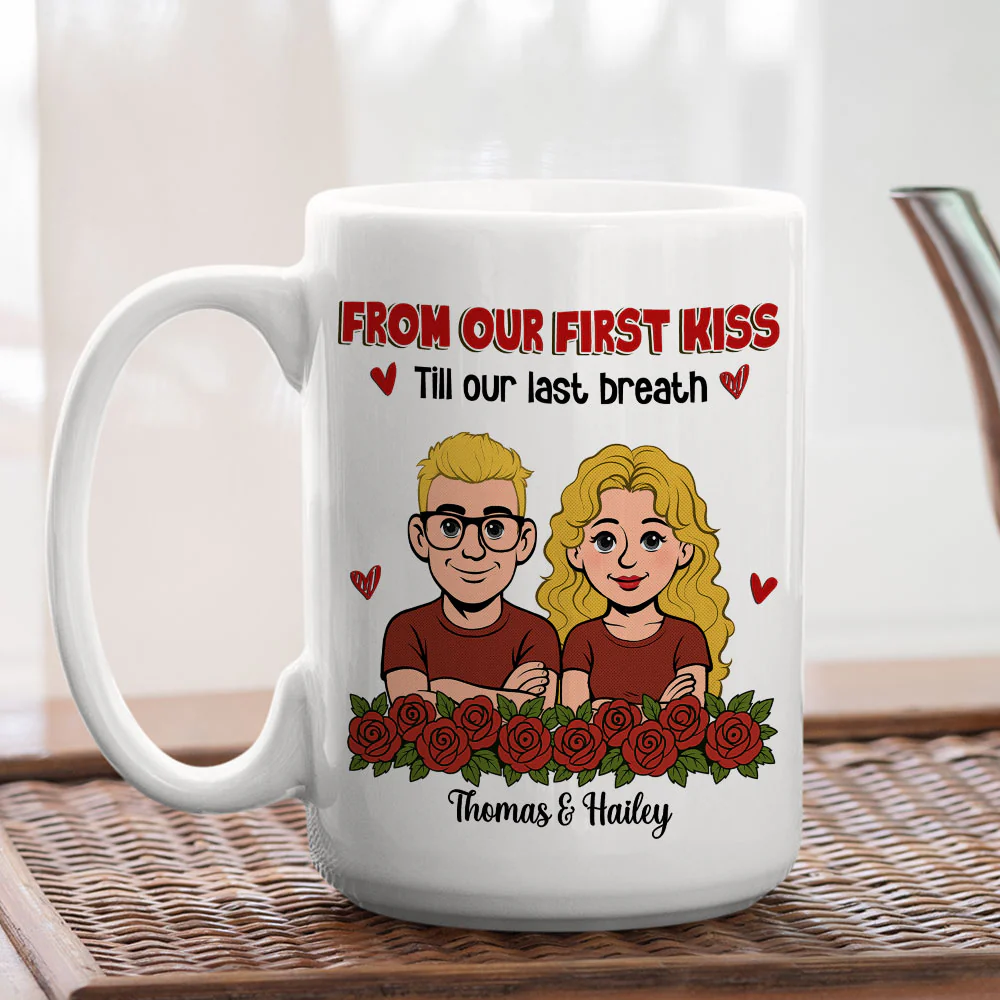 First Kiss - Personalized Custom Coffee Mug - Image 3