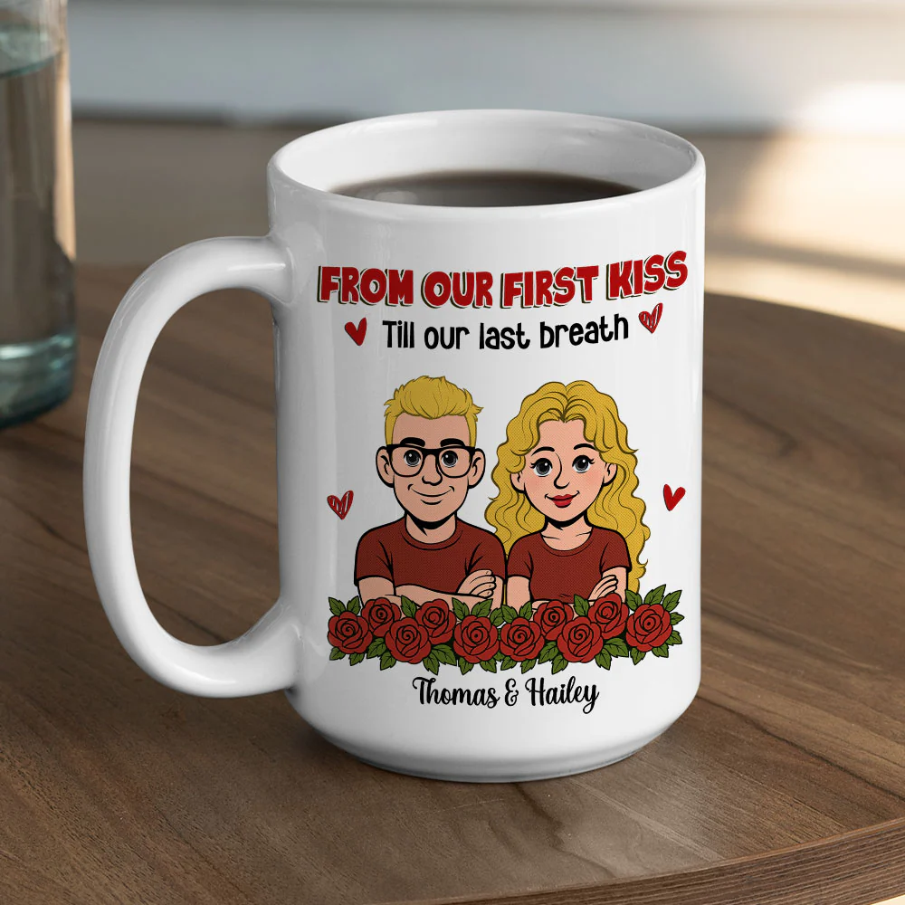 First Kiss - Personalized Custom Coffee Mug - Image 4