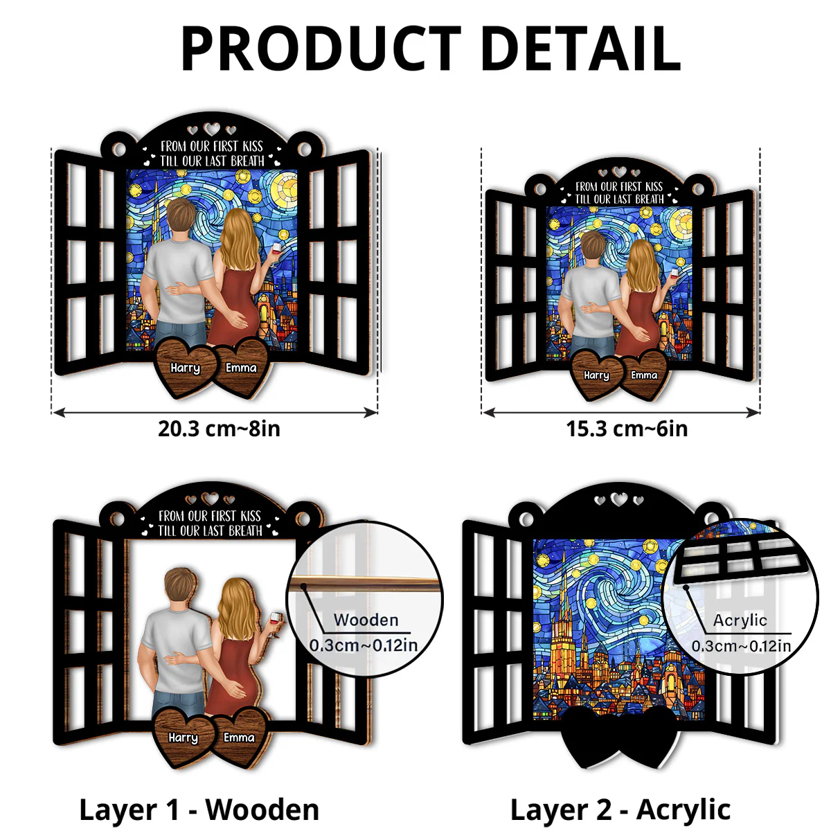First Kiss - Personalized Custom Suncatcher - Image 4