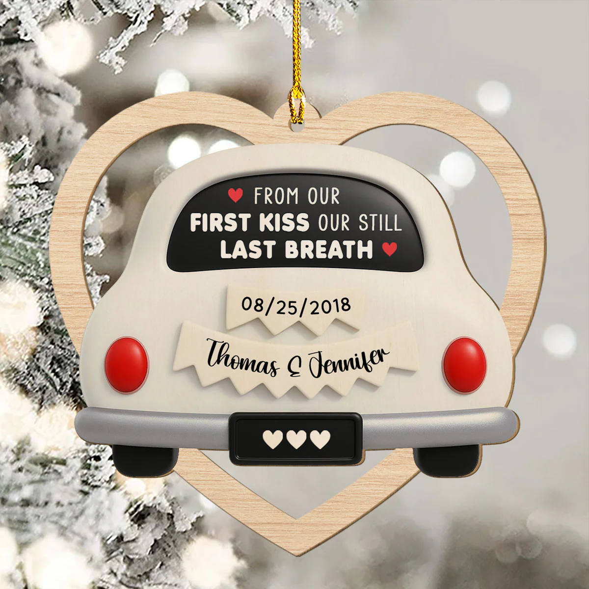 First Kiss To Last Breath - Personalized Custom Wood Ornament - Image 3