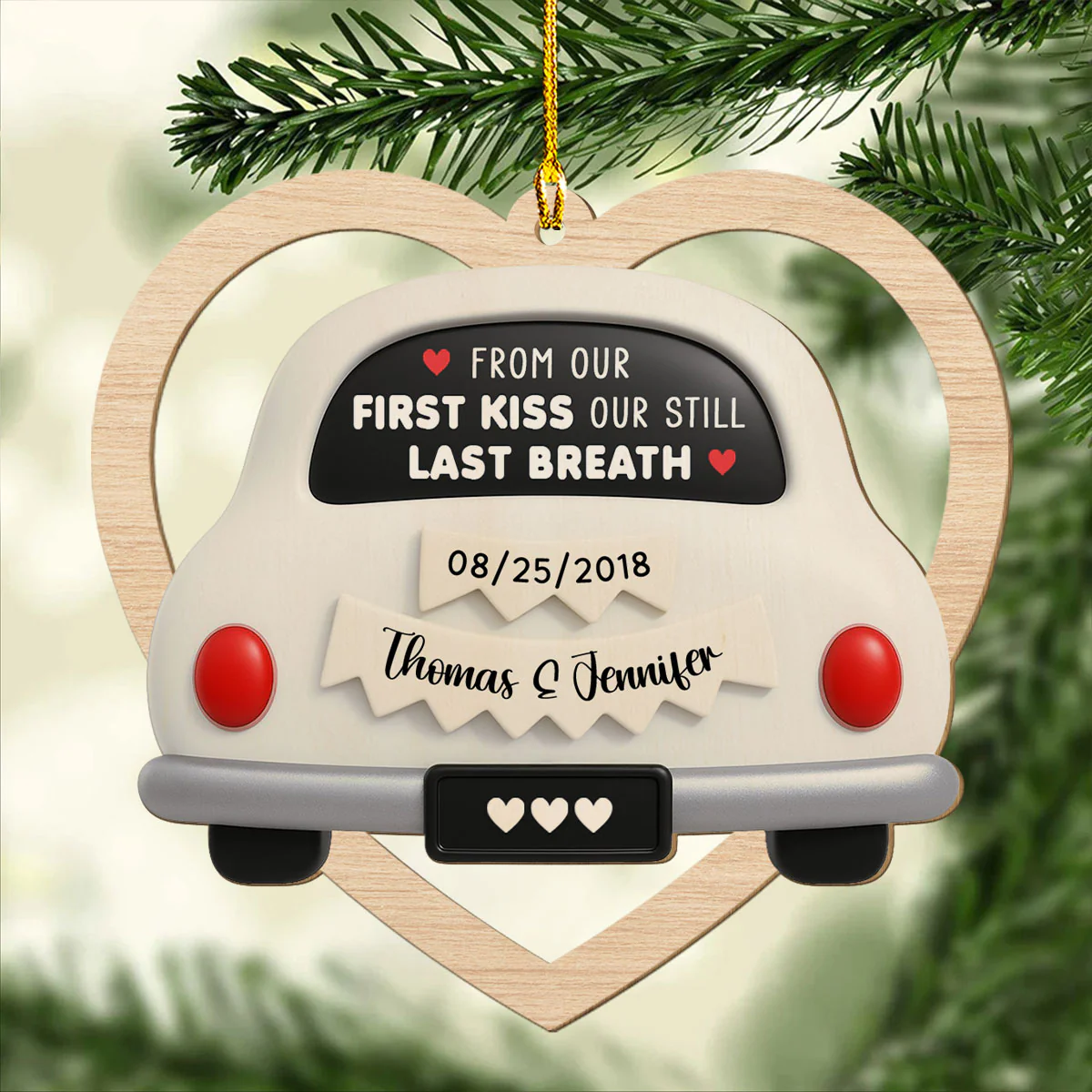 First Kiss To Last Breath - Personalized Custom Wood Ornament - Image 4
