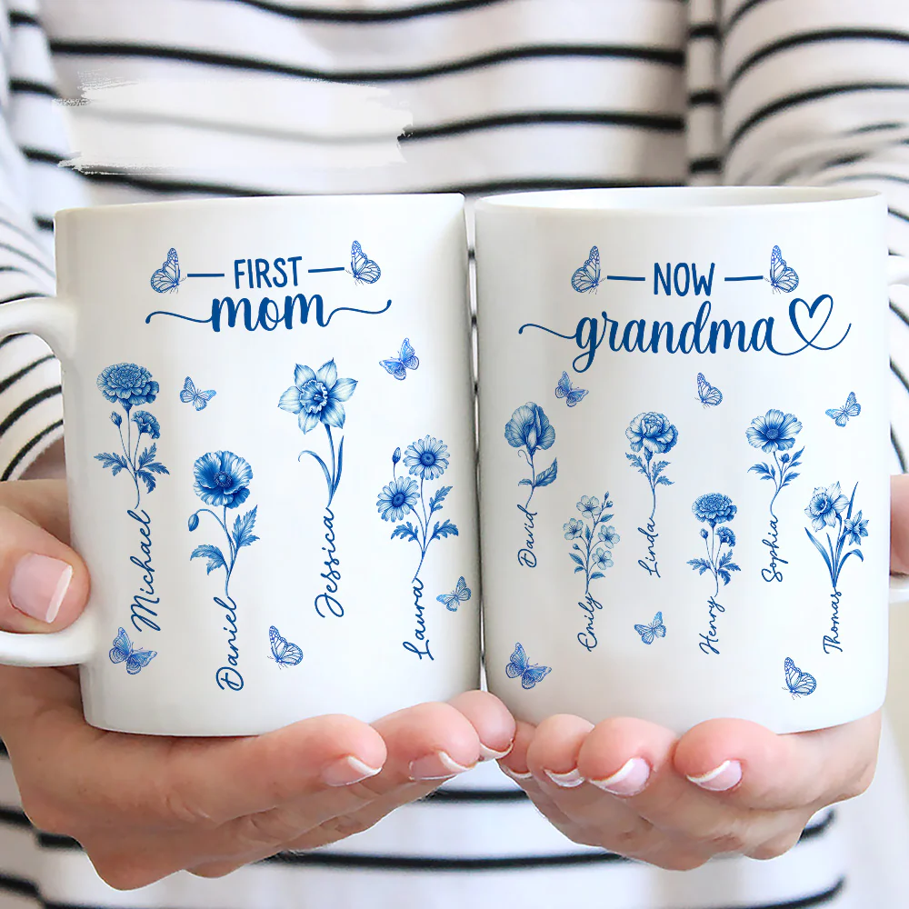 First Mom Now Grandma 2 - Personalized Custom Coffee Mug - Image 2