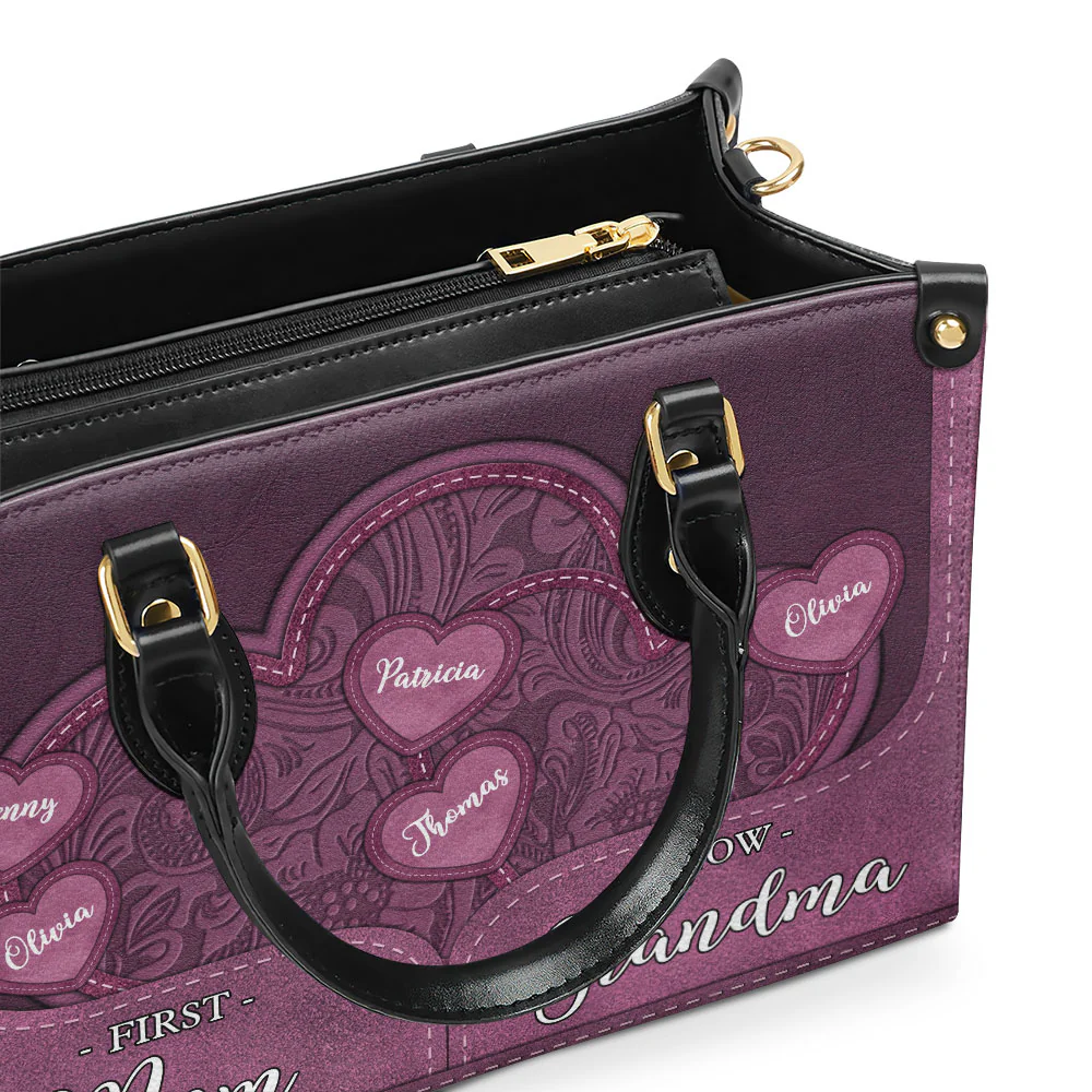 First Mom Now Grandma All Heart - Personalized Custom Leather Bag - Image 4