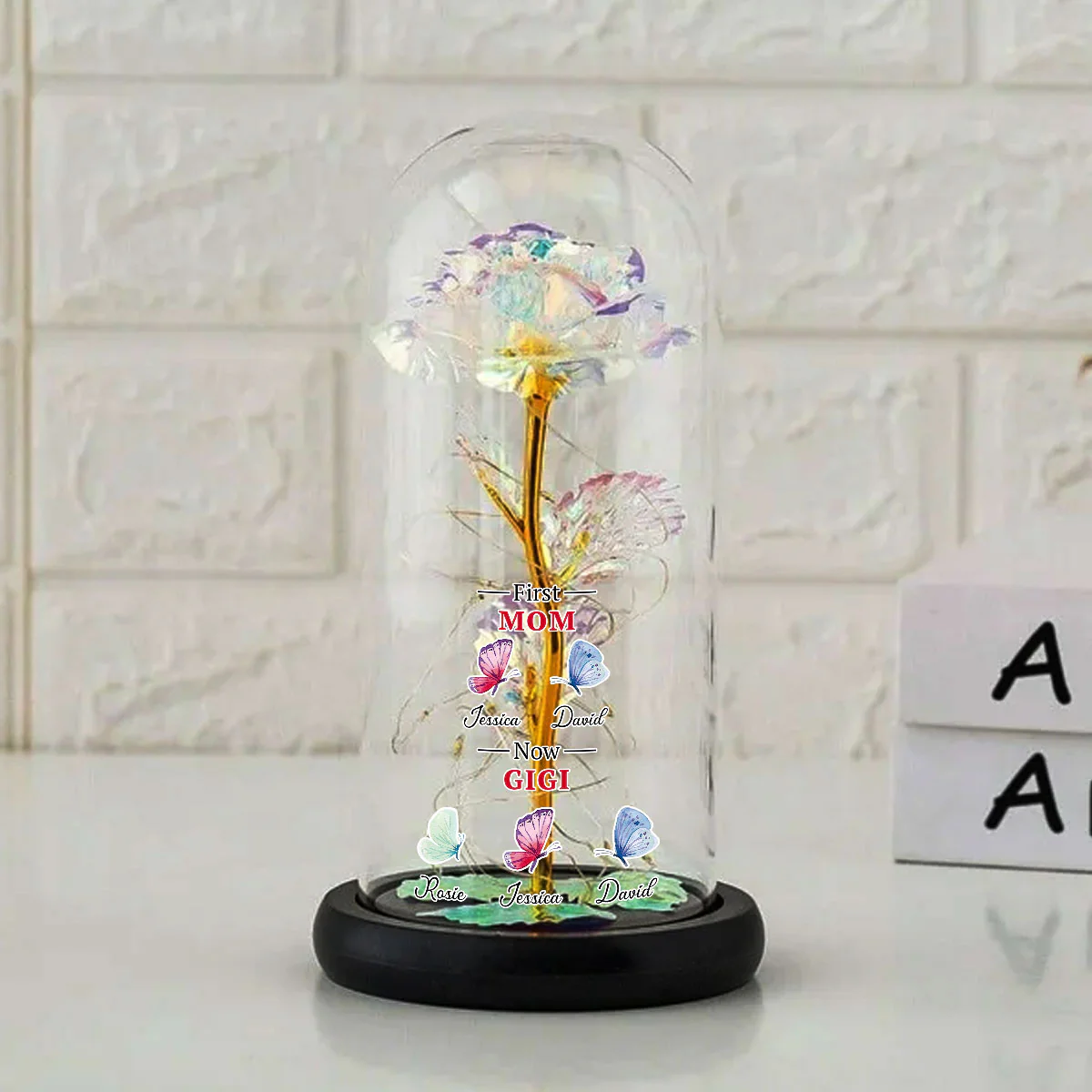 First Mom Now Grandma Butterflies - Personalized Custom Sparkly Rose - Image 4