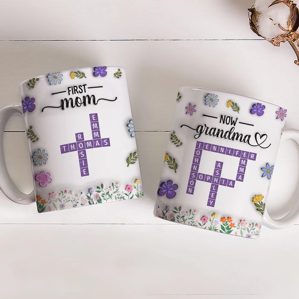 First Mom Now Grandma Crossword - Personalized Custom 3D Inflated Effect Mug - Image 3