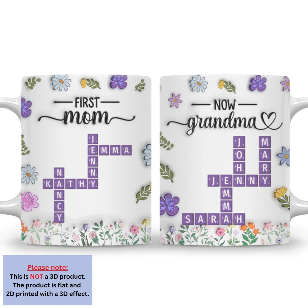 First Mom Now Grandma Crossword - Personalized Custom 3D Inflated Effect Mug - Image 4
