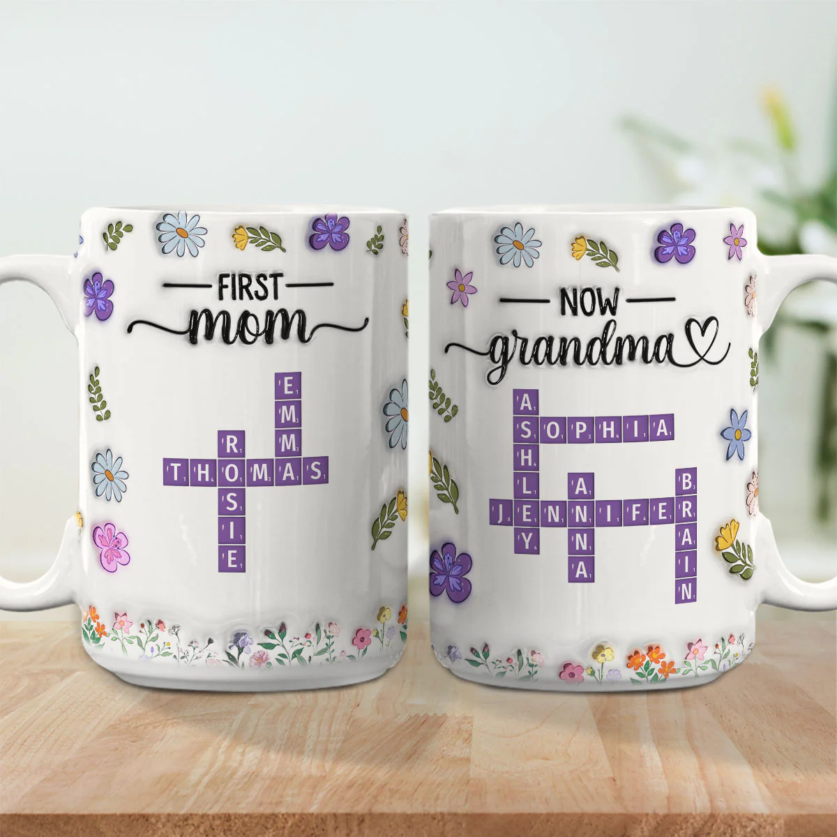 First Mom Now Grandma Crossword - Personalized Custom 3D Inflated Effect Mug - Image 6