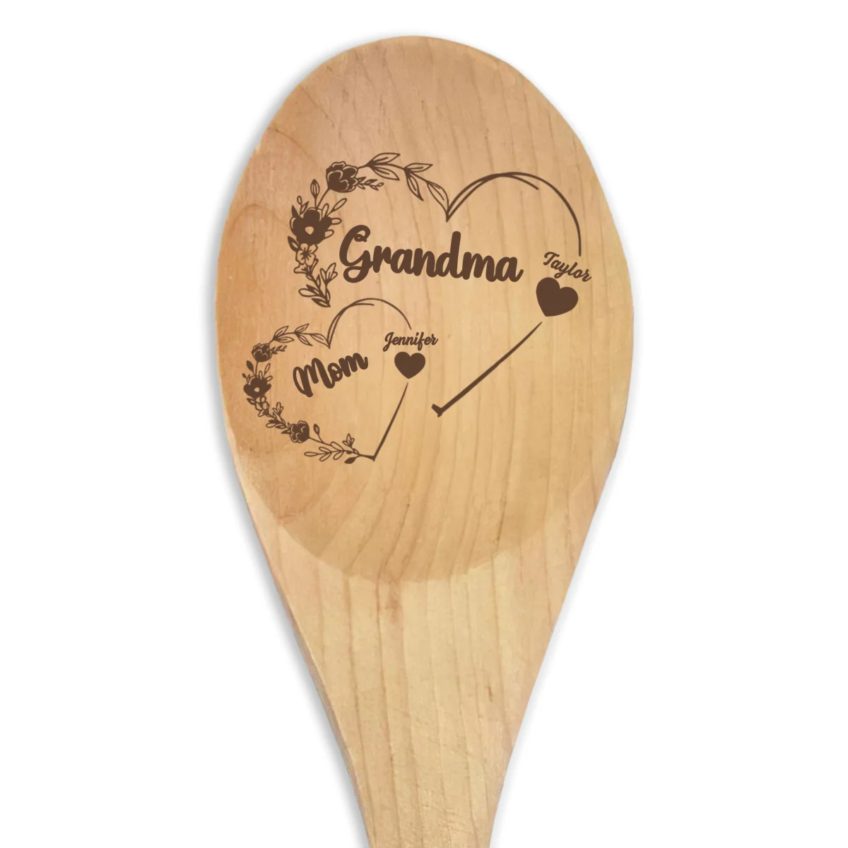 First Mom Now Grandma Floral - Personalized Custom Engraved Wooden Spoon - Image 6
