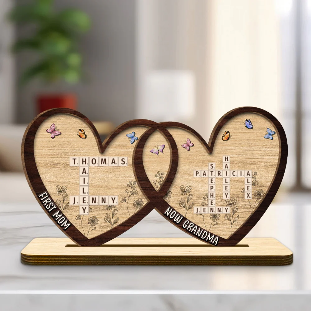 First Mom Now Grandma - Personalized Custom 2-Layer Wood Plaque With Flat Base - Image 7