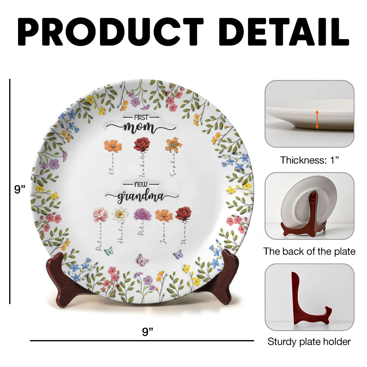 First Mom Now Grandma - Personalized Custom 3D Inflated Effect Plate - Image 5