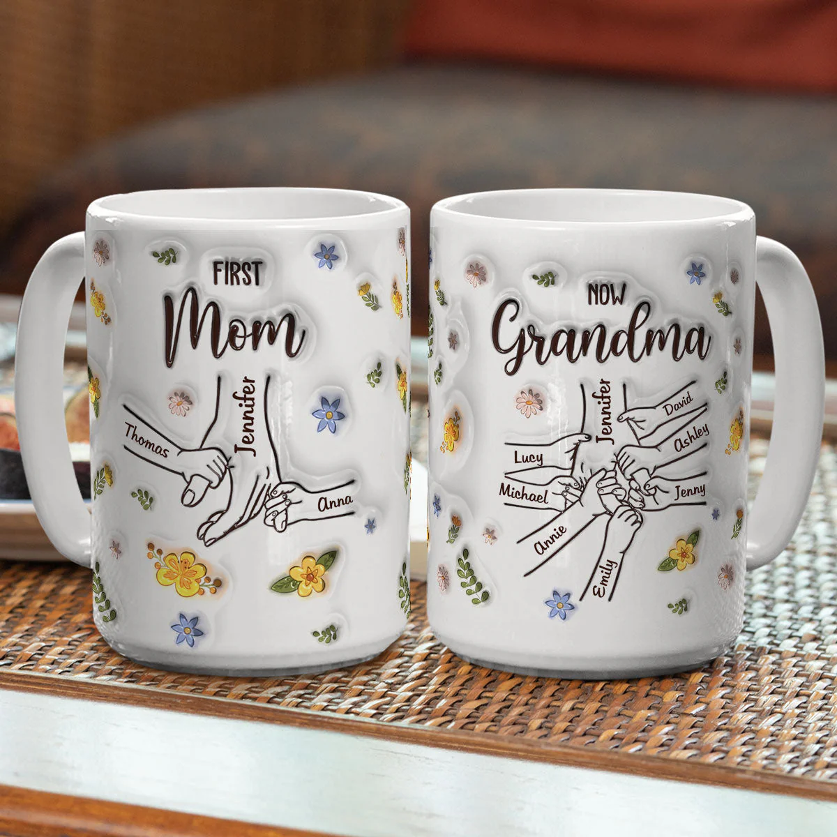First Mom Now Grandma - Personalized Custom 3D Inflated Effect Mug - Image 5