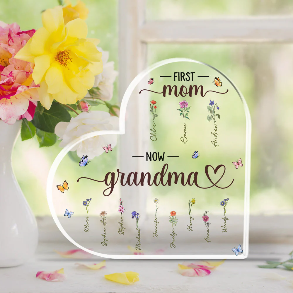 First Mom Now Grandma - Personalized Custom Acrylic Plaque - Image 3
