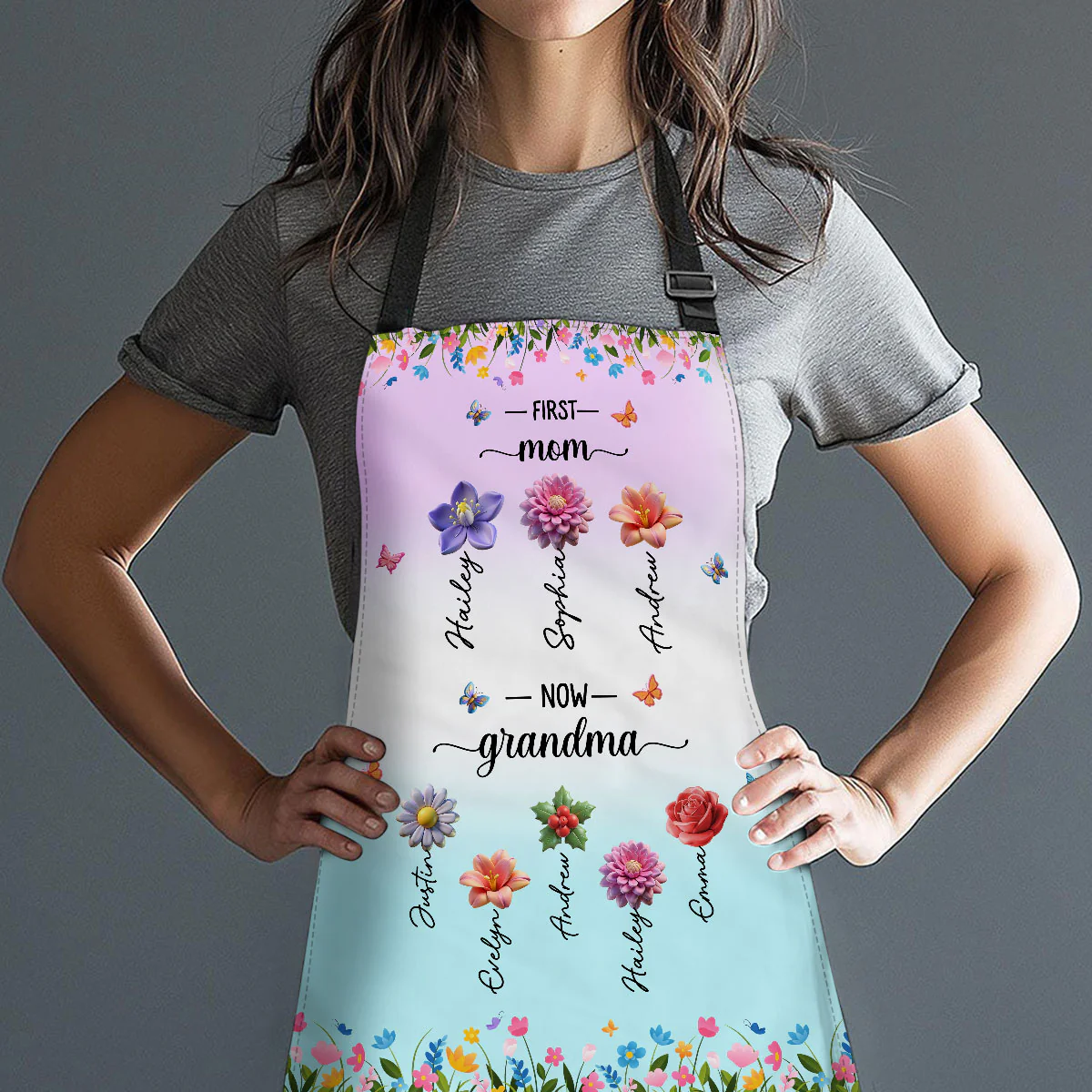First Mom Now Grandma - Personalized Custom Apron - Image 3