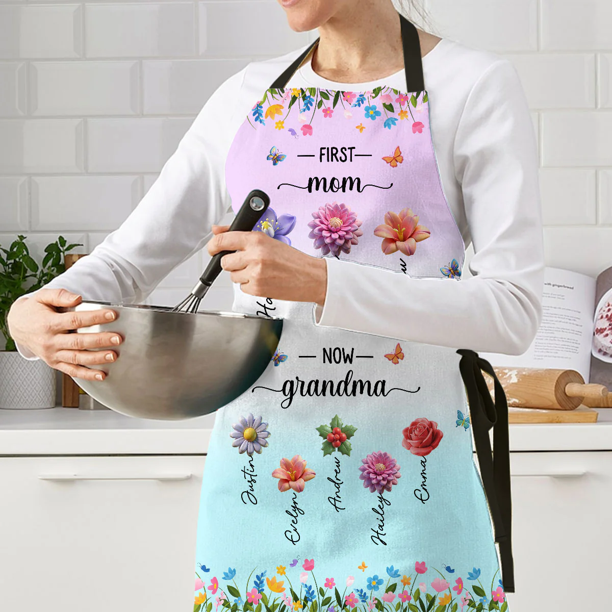First Mom Now Grandma - Personalized Custom Apron - Image 4