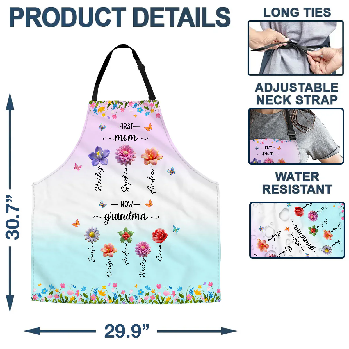 First Mom Now Grandma - Personalized Custom Apron - Image 5