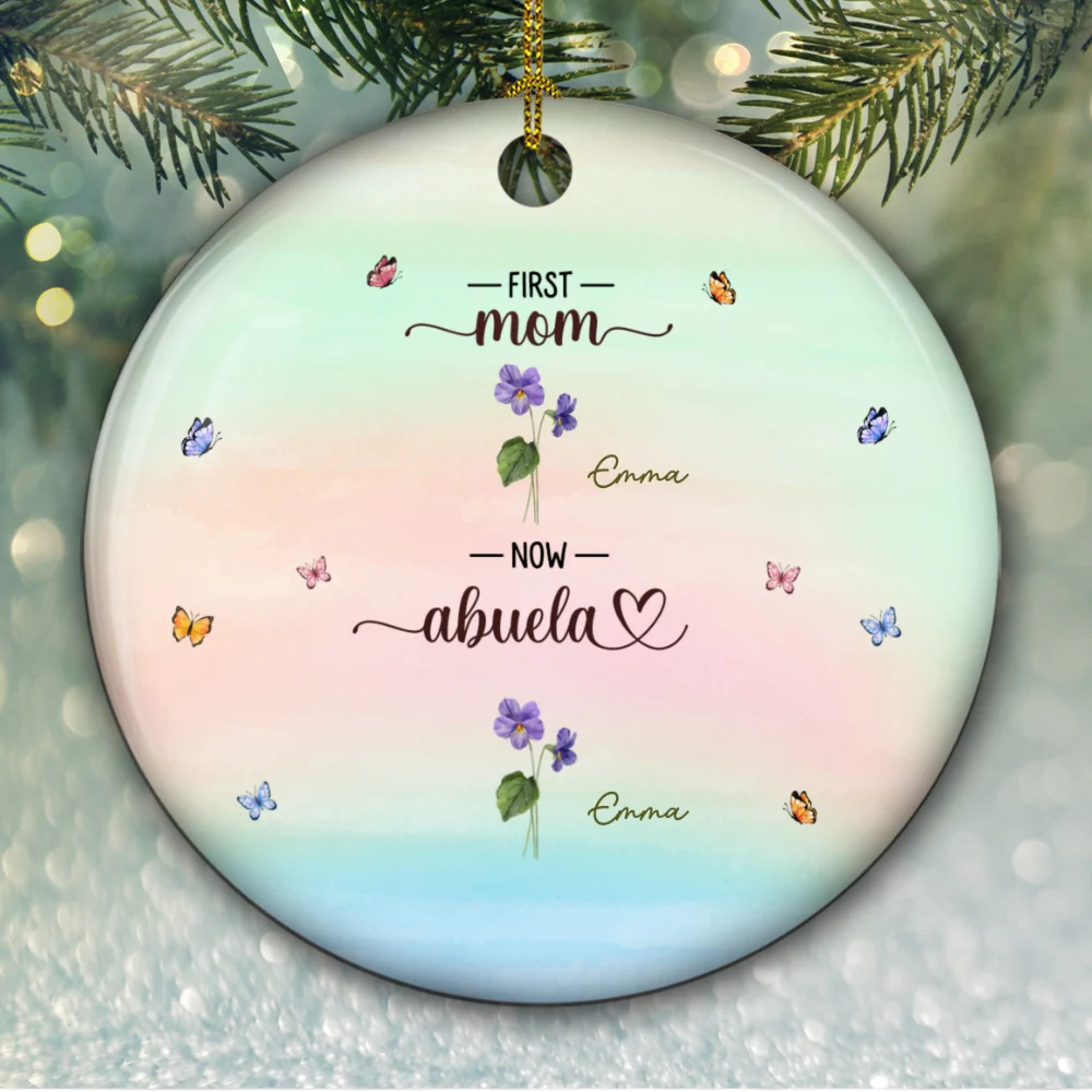 First Mom Now Grandma - Personalized Custom Ceramic Ornament - Image 4