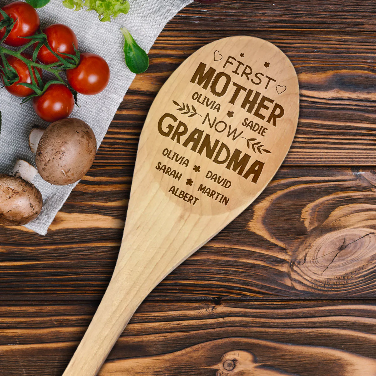 First Mom Now Grandma - Personalized Custom Engraved Wooden Spoon - Image 2
