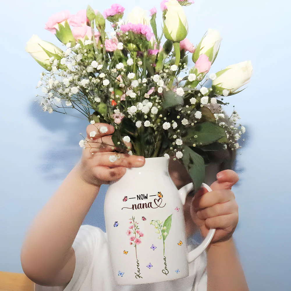 First Mom Now Grandma - Personalized Custom Flower Vase - Image 5