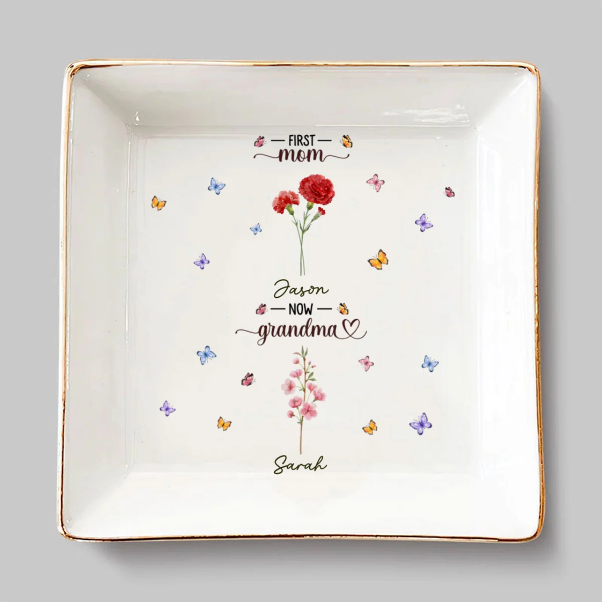 First Mom Now Grandma - Personalized Custom Jewelry Dish - Image 6