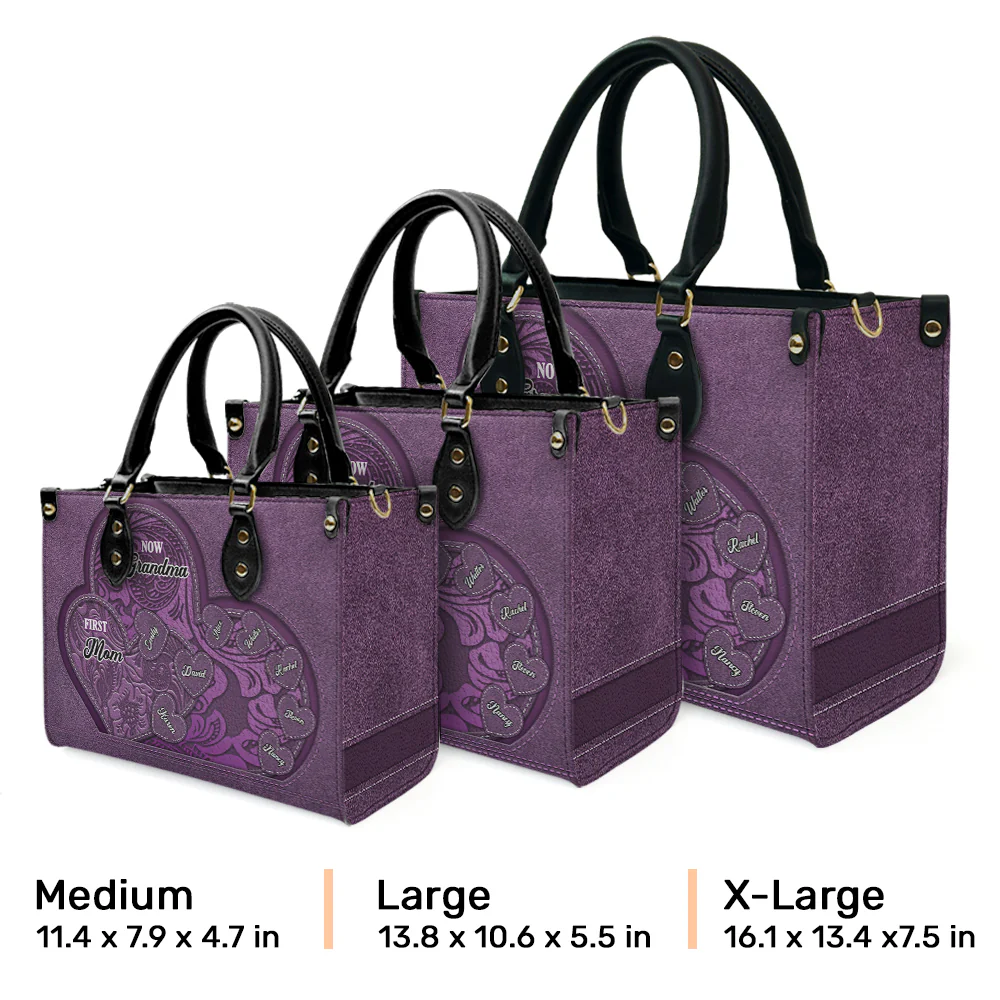 First Mom Now Grandma - Personalized Custom Leather Bag - Image 3