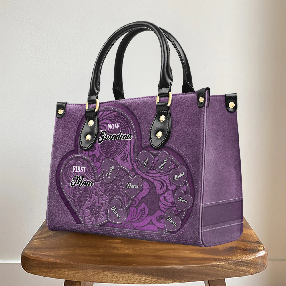 First Mom Now Grandma - Personalized Custom Leather Bag - Image 5