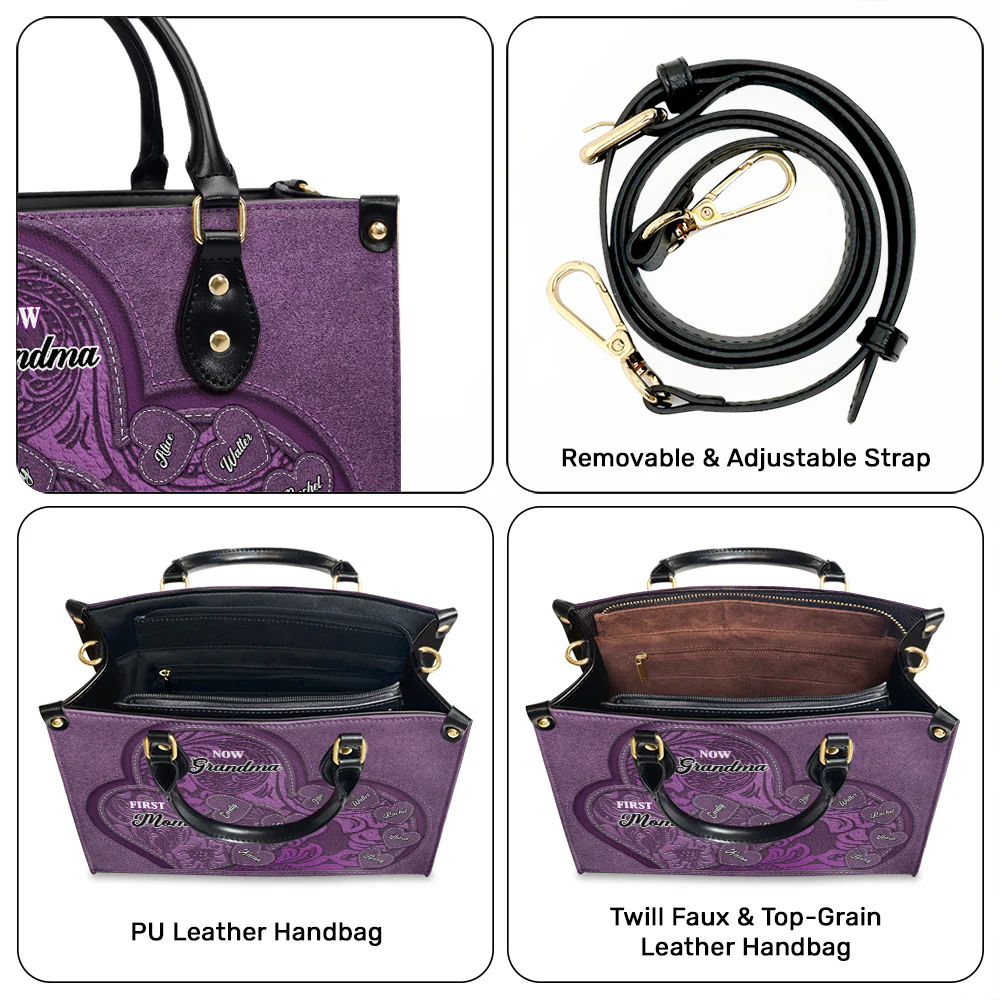 First Mom Now Grandma - Personalized Custom Leather Bag - Image 6