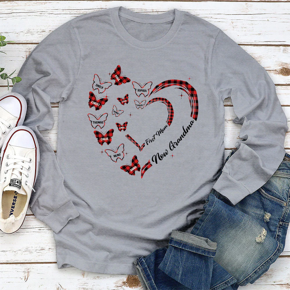 First Mom Now Grandma - Personalized Custom Long Sleeve T-shirt - Image 3
