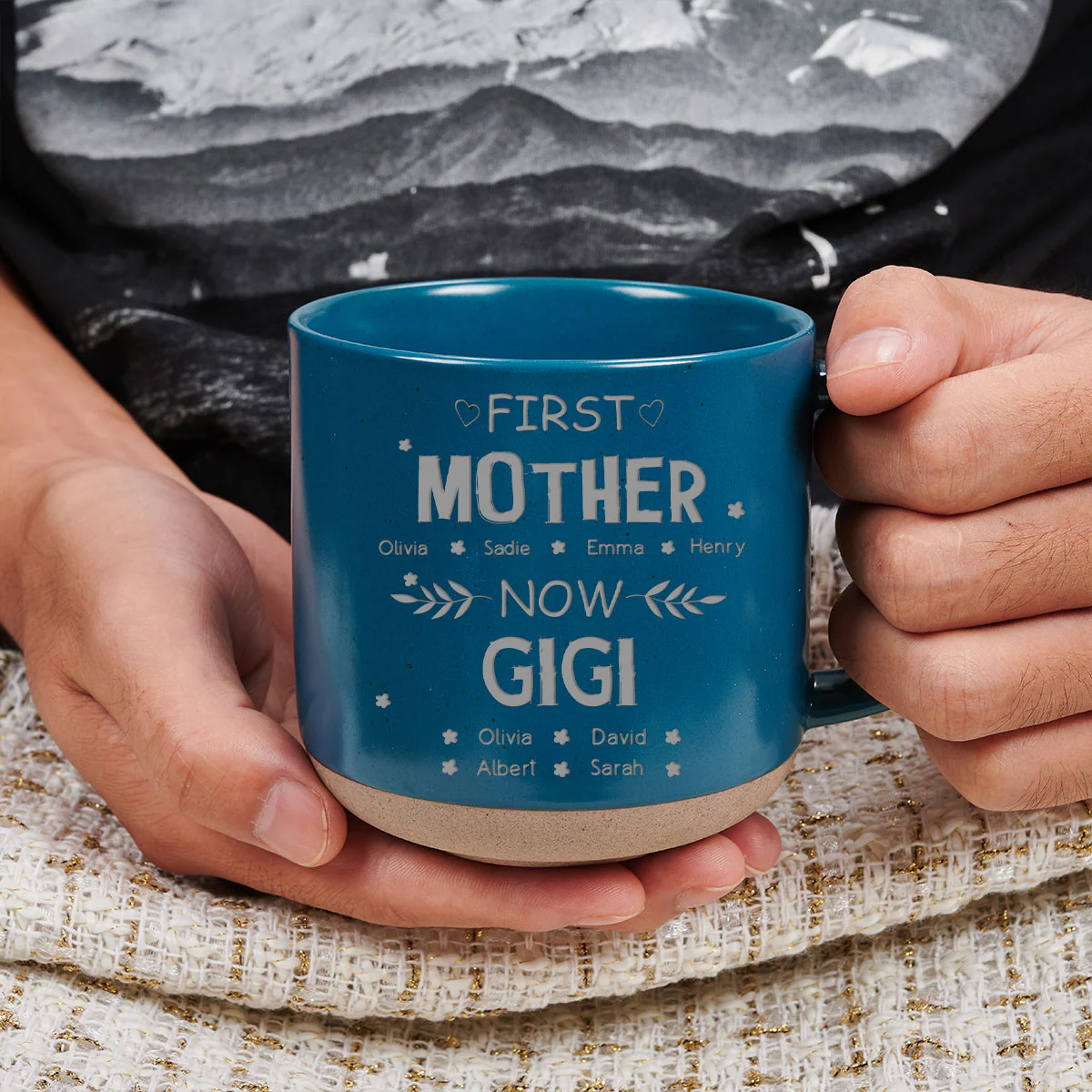 First Mom Now Grandma - Personalized Custom Engraved Pottery Mug - Image 2