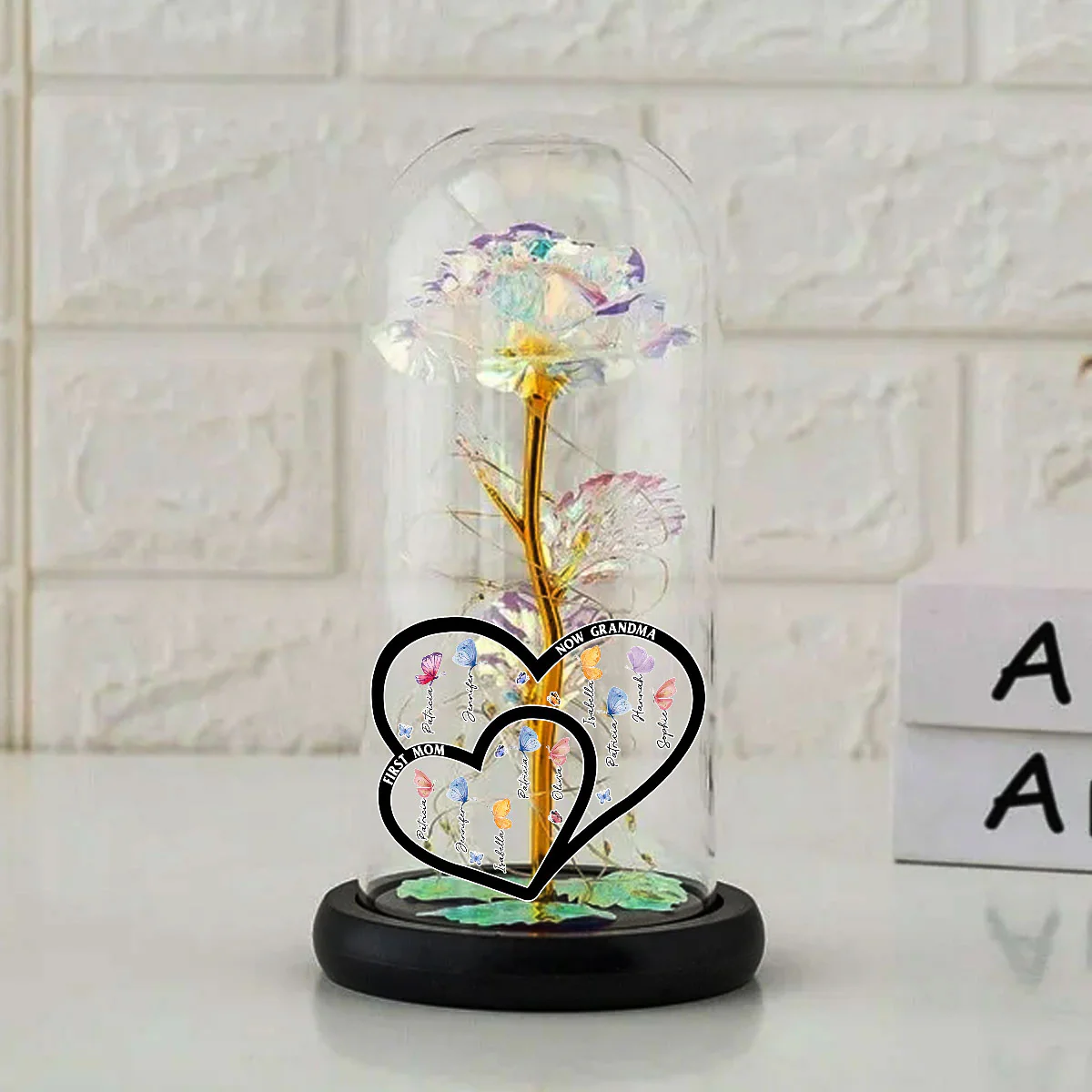 First Mom Now Grandma - Personalized Custom Sparkly Rose - Image 3