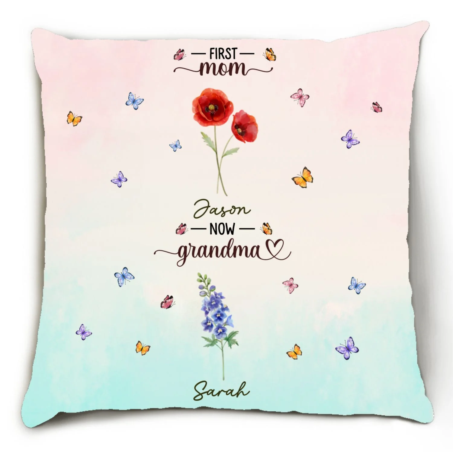 First Mom Now Grandma - Personalized Custom Throw Pillow - Image 6