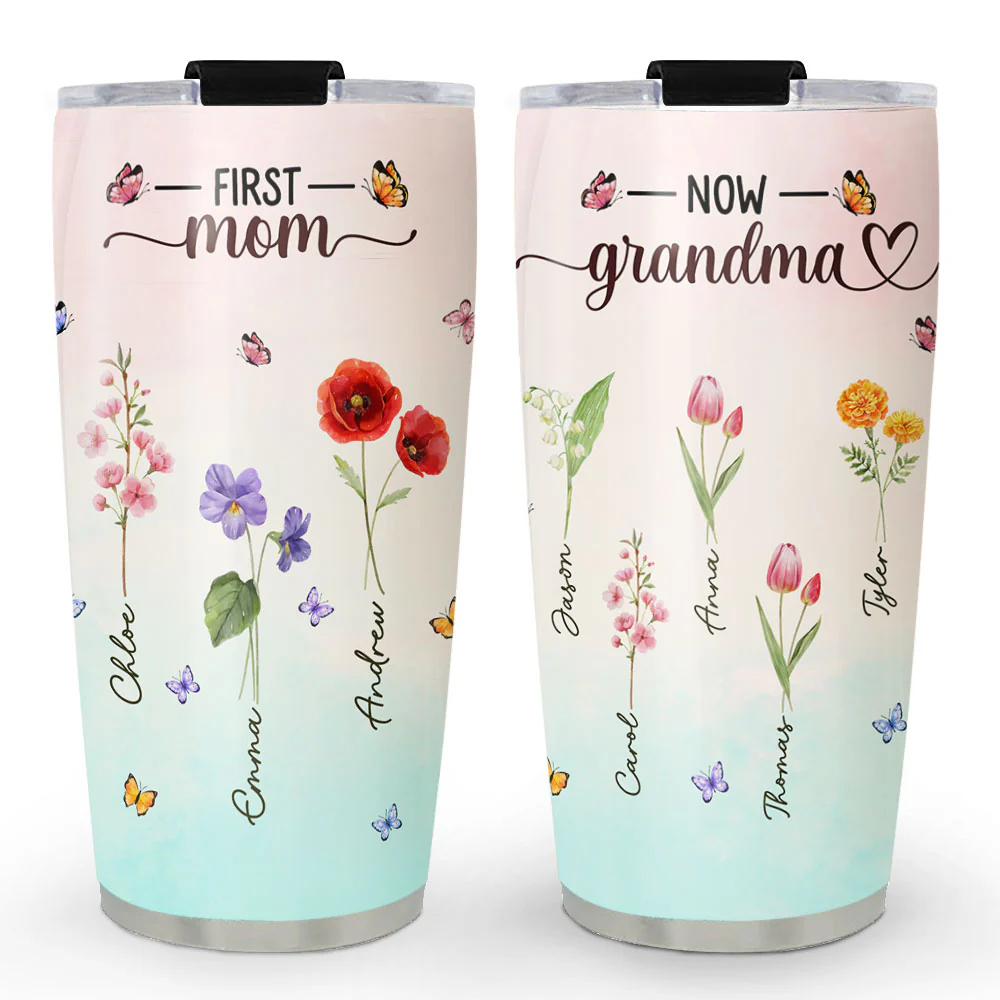 First Mom Now Grandma - Personalized Custom Tumbler - Image 2