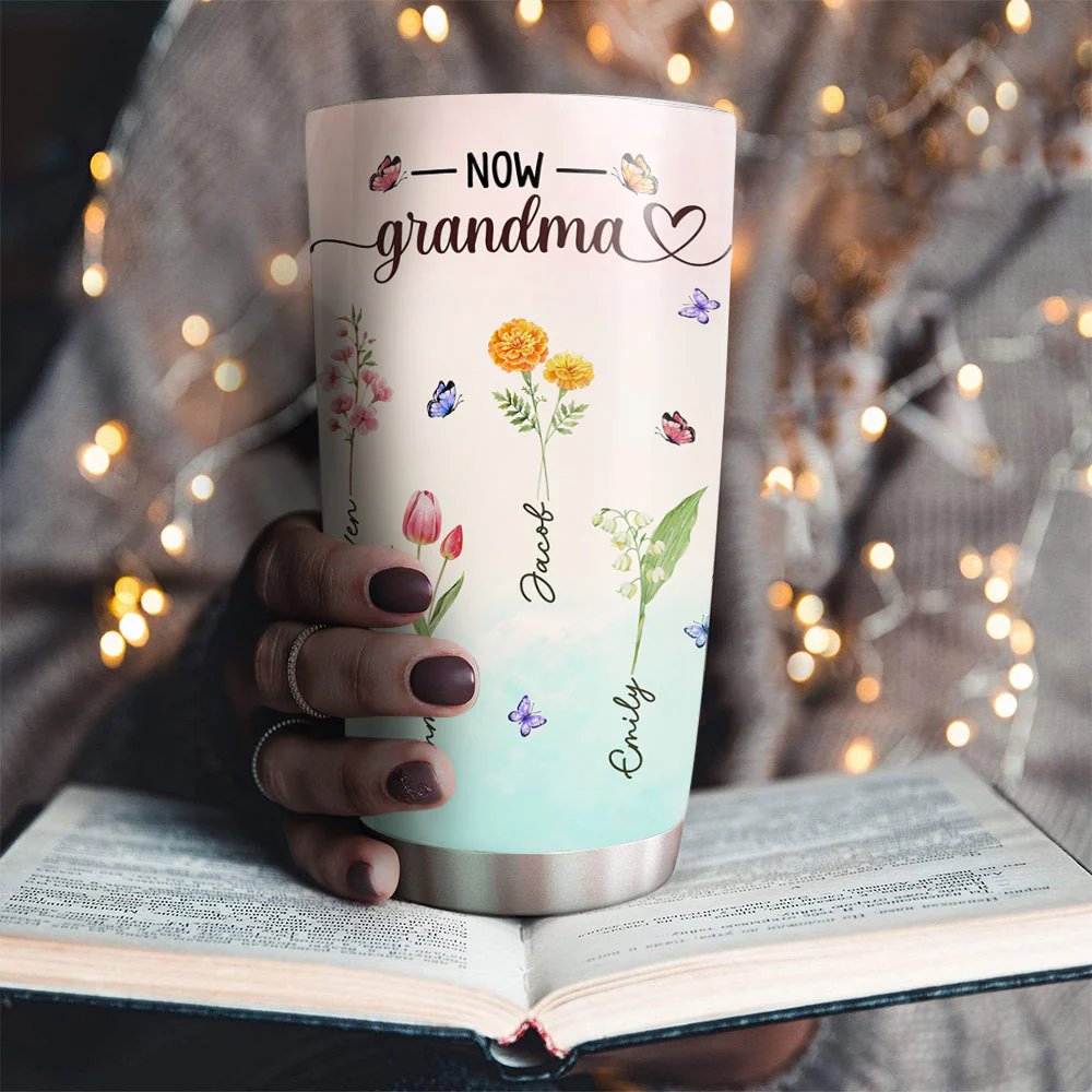 First Mom Now Grandma - Personalized Custom Tumbler - Image 3