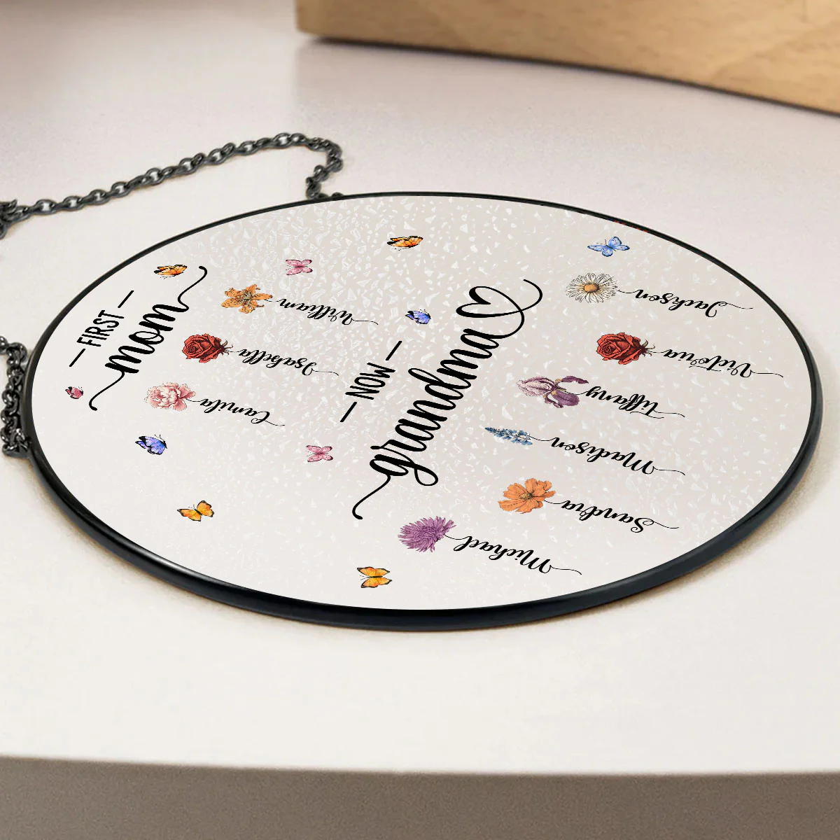 First Mom Now Grandma - Personalized Custom Window Hanging Suncatcher - Image 3