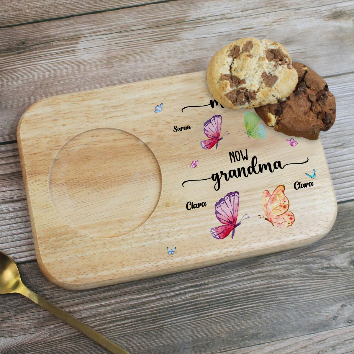 First Mom Now Grandma - Personalized Custom Wooden Treat Board - Image 2