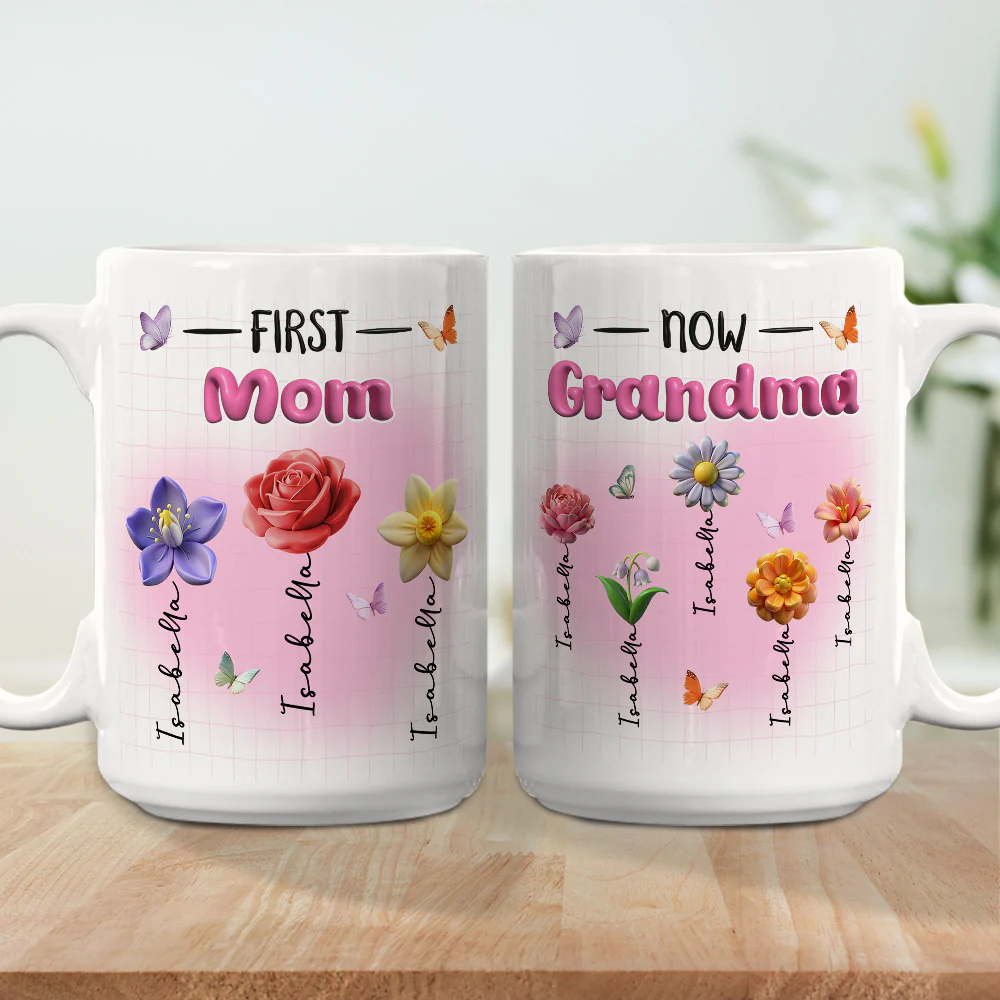 First Mom Now Grandma Version 2 - Personalized Custom 3D Inflated Effect Mug - Image 4
