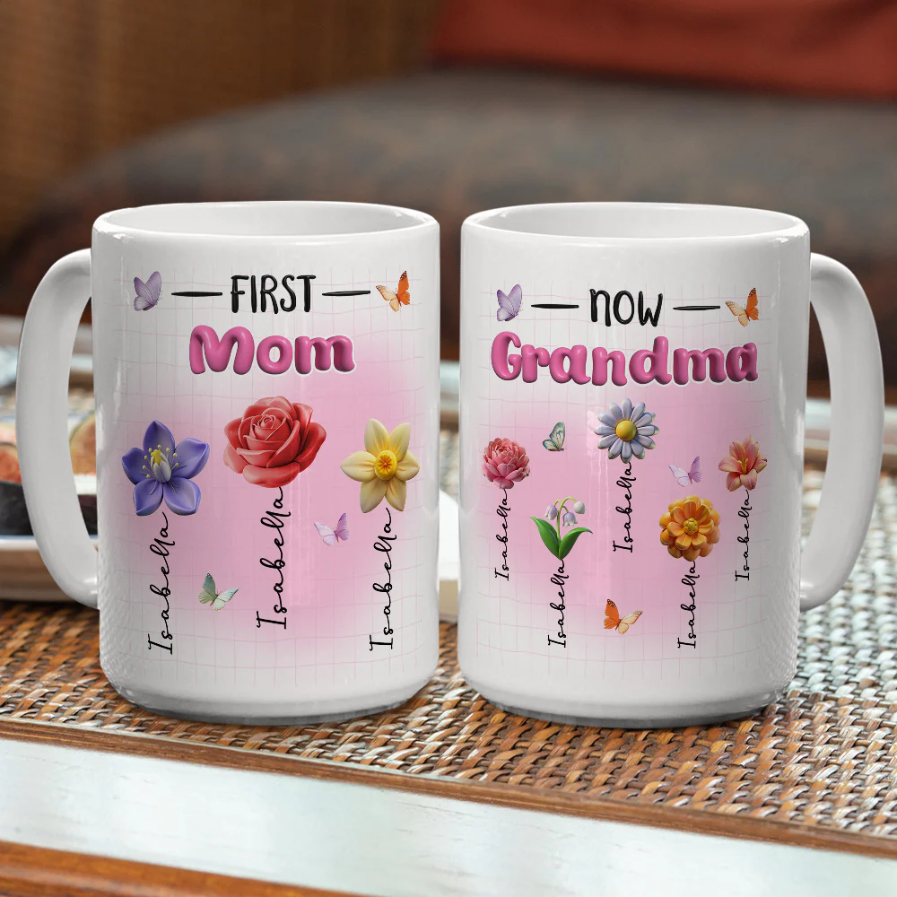 First Mom Now Grandma Version 2 - Personalized Custom 3D Inflated Effect Mug - Image 5