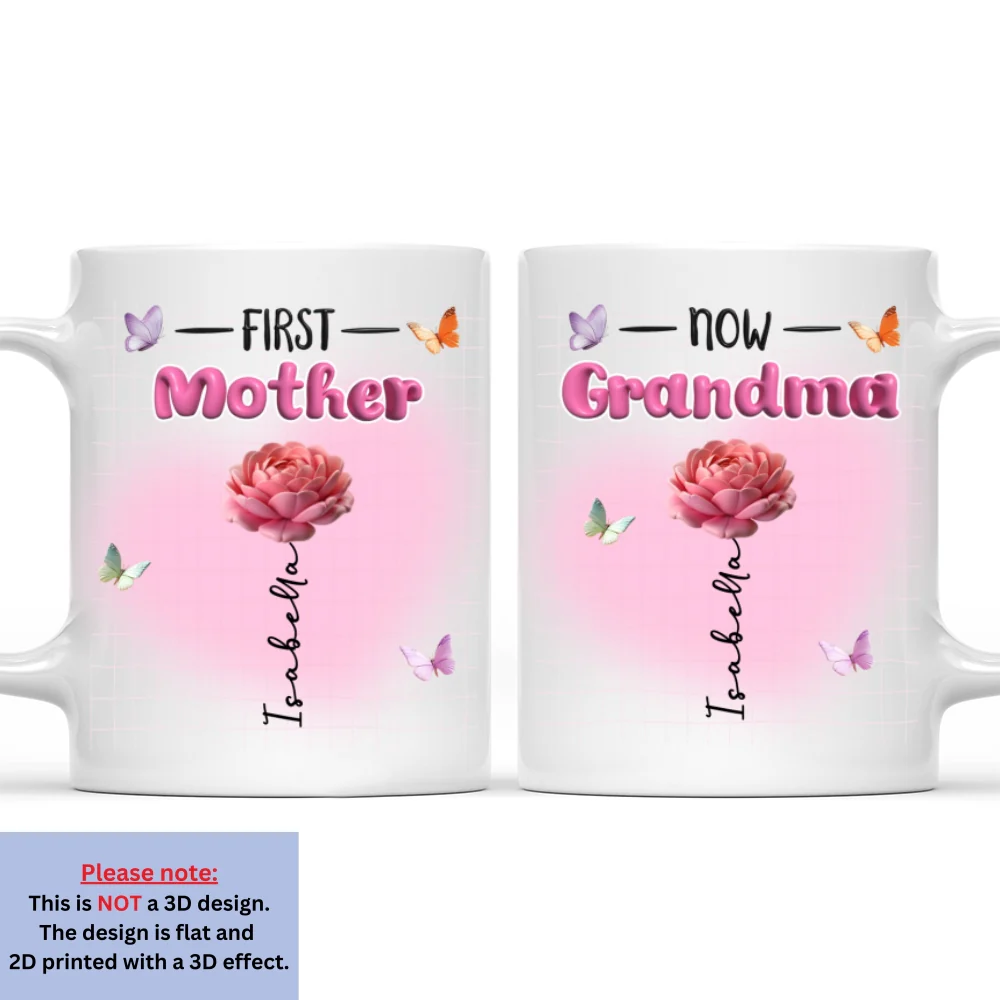 First Mom Now Grandma Version 2 - Personalized Custom 3D Inflated Effect Mug - Image 7