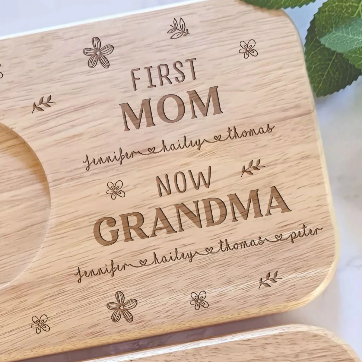 First Mom Now Grandma Version 2 - Personalized Custom Wooden Treat Board - Image 4