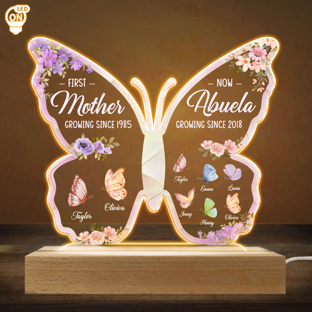 First Mom Now Great Grandma - Personalized Custom LED Light - Image 2