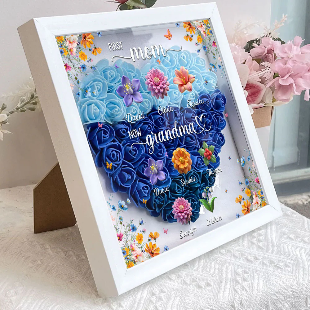 First Mom Now Mama - Personalized Custom Flower Shadow Box - Image 2