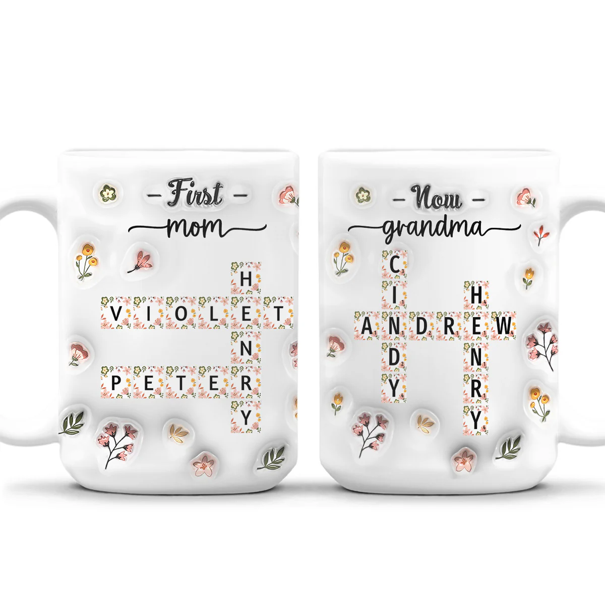 First Mom Now Nana Flower - Personalized Custom 3D Inflated Effect Coffee Mug - Image 7